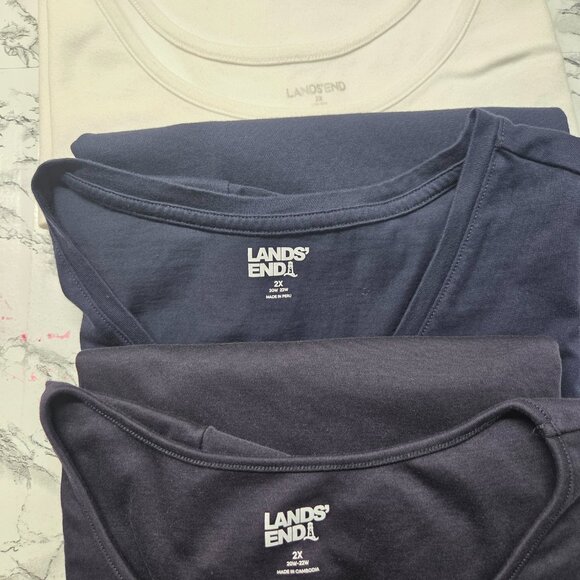 Lands' End 2X Navy Blue White Casual T-Shirt Tank Top Bundle of 3 - Picture 8 of 8